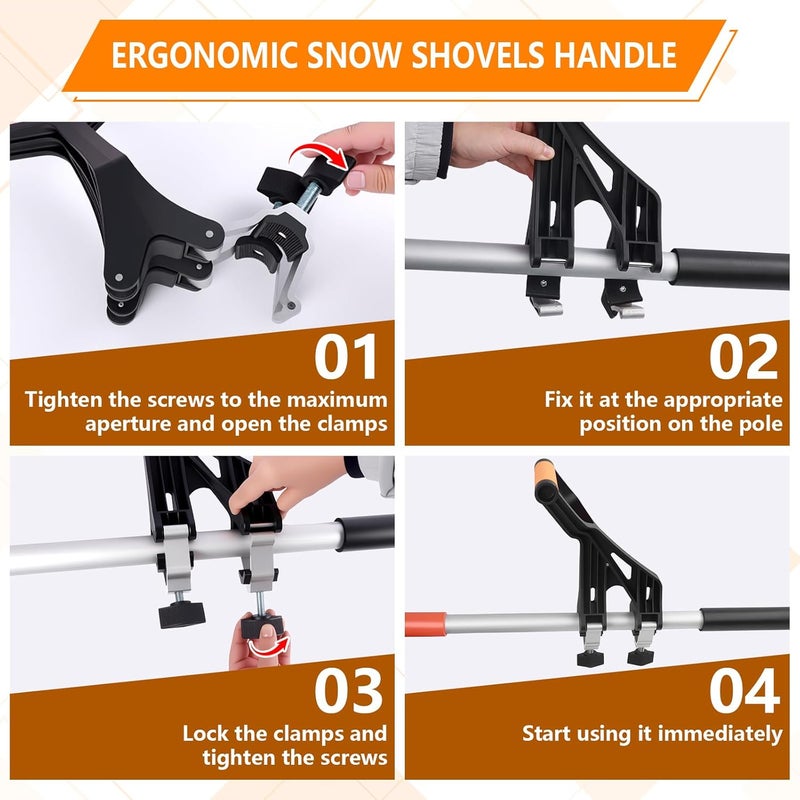 KJX Upgraded Shovel Handle Extension, Ergonomic Snow Shovel Handle Replacement, Back Saver Attachment Universal Fit for Weed Eater, Rakes, String Trimmers, Shovels and More Yard Tools - Image 5